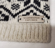 Load image into Gallery viewer, Knit Hat - Black &amp; White Angora
