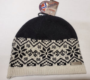 Knit Hat - Black & White Angora