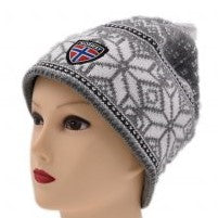 Knit Snowflake Hat w/Badge